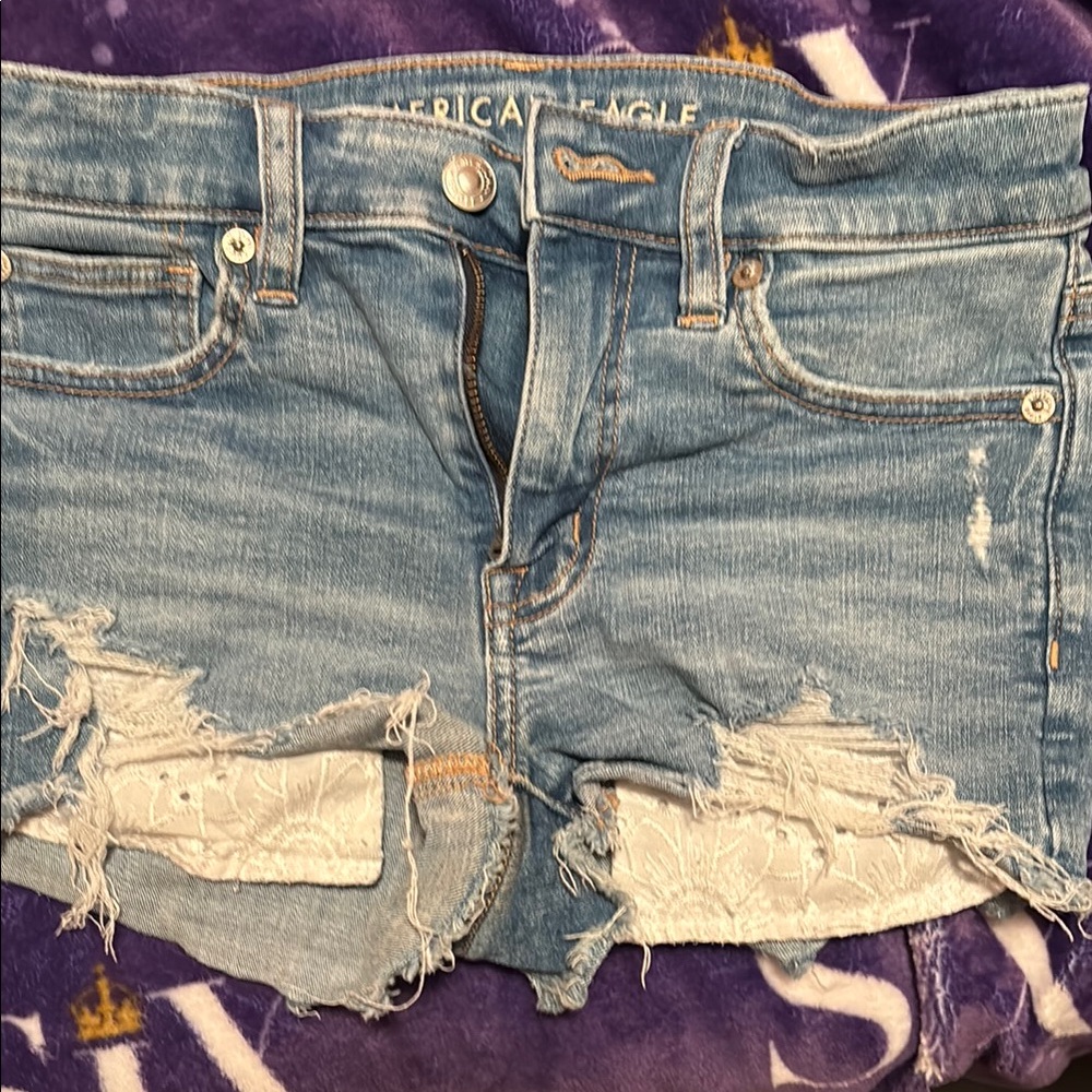 American Eagle Ripped Blue Jean Shorts